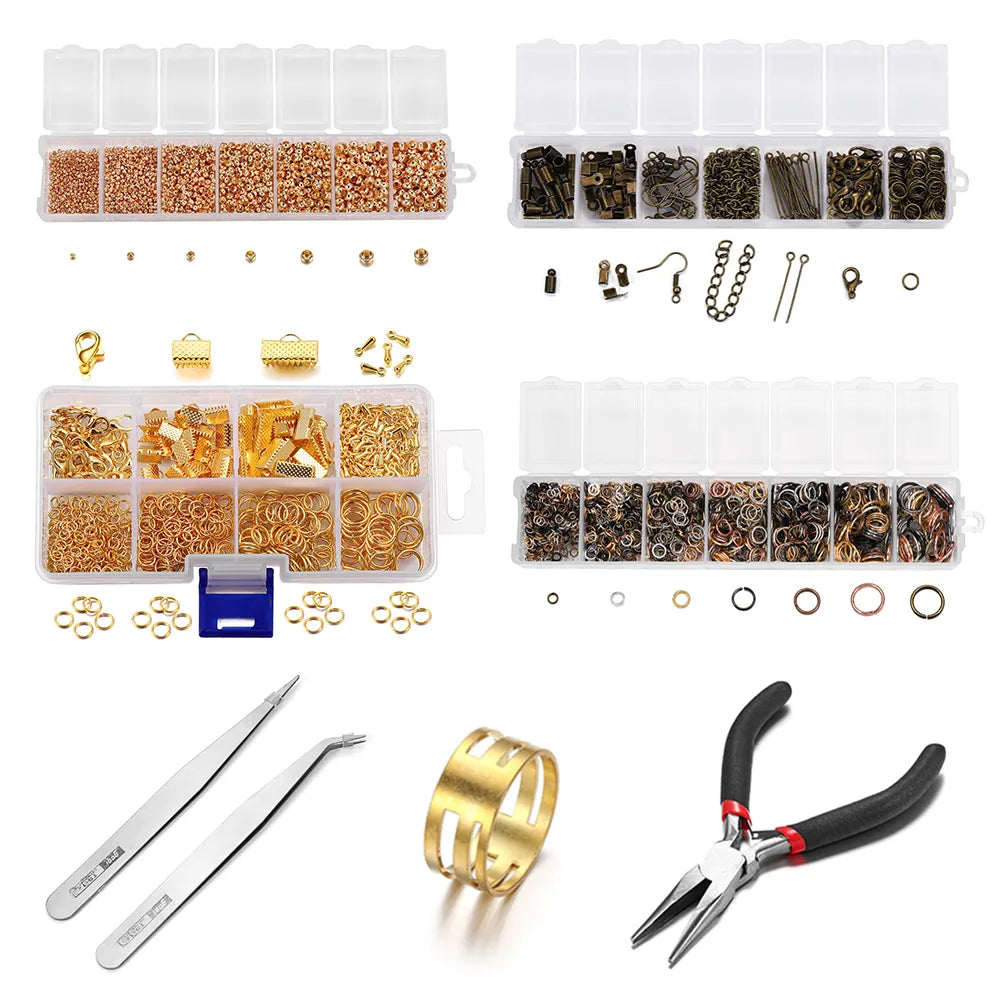 1Set Jewelry Making Sets Head Pins Lobster Clasps Chains Jump Rings Earrings Clasps Hooks for DIY Jewelry Making Accessories