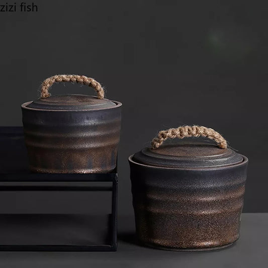 Ceramic Tea Caddy Tea Canister Storage Tank Decorative Jar Tea Box Sealed Jar Tea Container Tea Organizer Sugar Bowl Storage Box