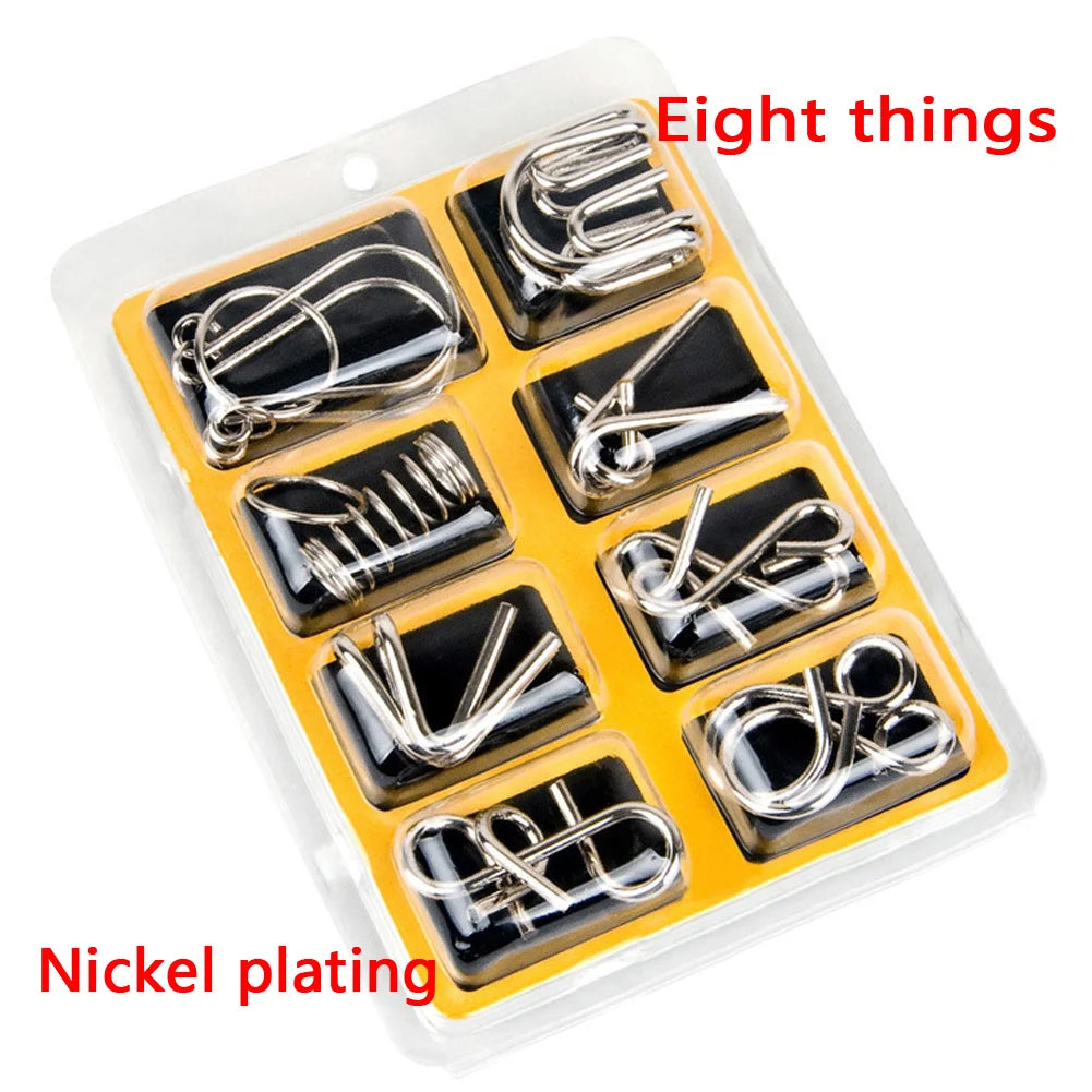 8pcs/Set Materials Metal Montessori Puzzle Wire IQ Mind Brain Teaser Puzzles for Children Adults Anti-Stress Reliever Toys Gifts