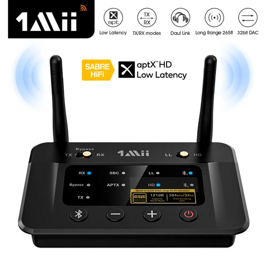 1Mii B03Pro Bluetooth 5.0 Transmitter Receiver aptX LL HD CSR8675 HiFi 32bit DAC 3.5mm Aux Bluetooth Adapter for TV PC Headphone